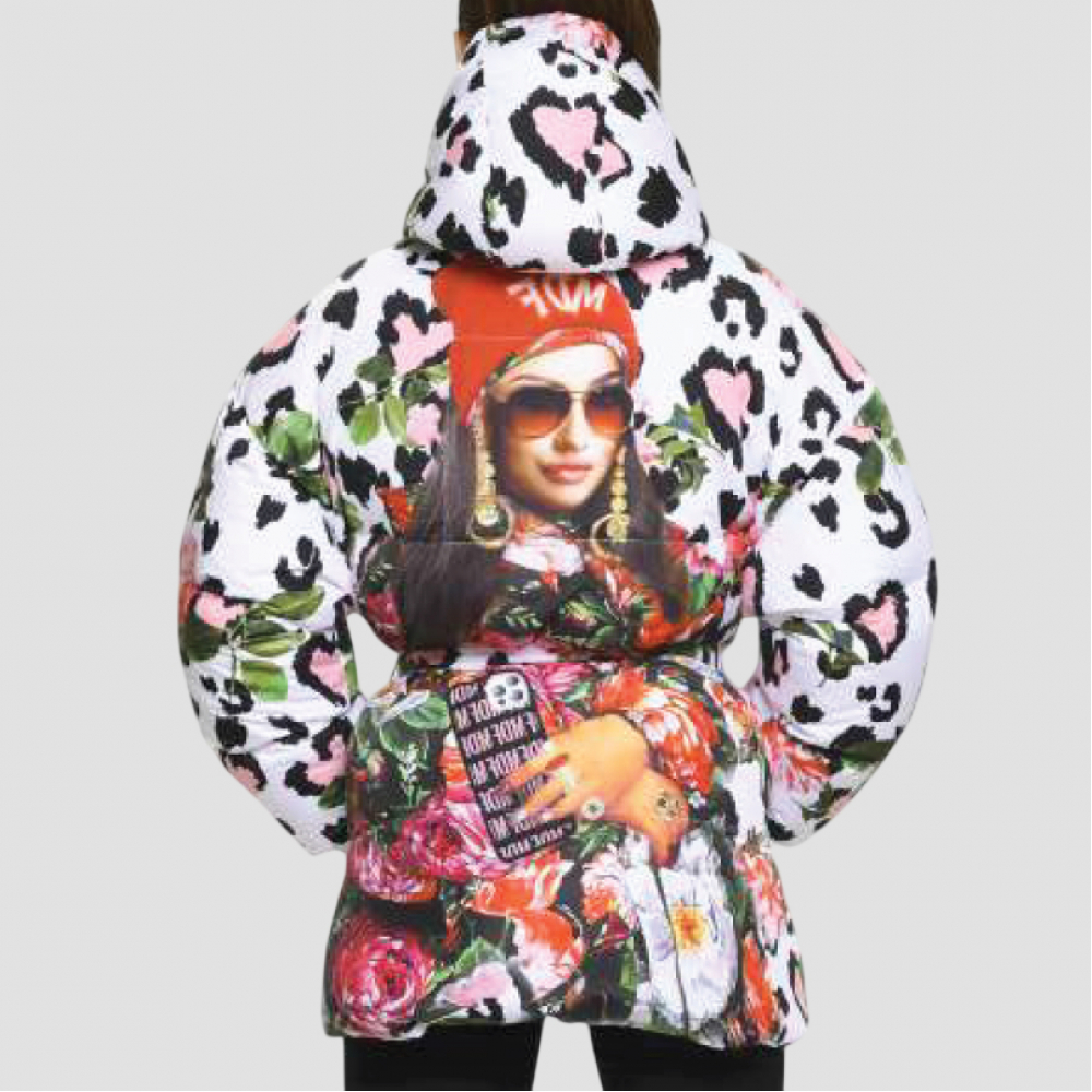 Пуховик Marco del Forte NICOLETTA-108 Scuro бел+роз